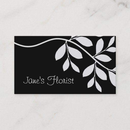 Customizable Gardener Business Card Leaf Branch Black &amp; White