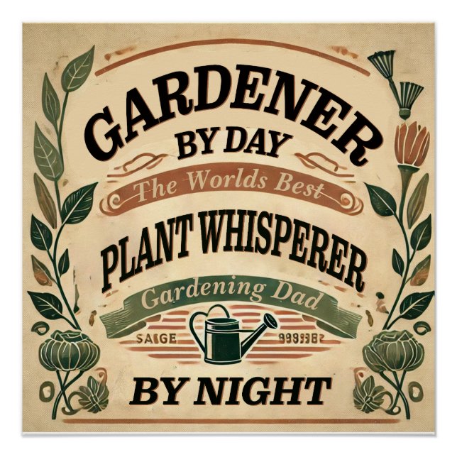 Gardener by Day Customizable Glossy Poster (Front)