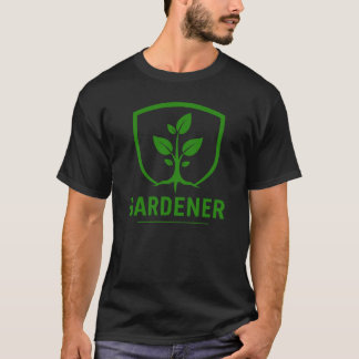 Gardener Emblem - Rooted Plant & Shield T-Shirt