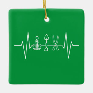 Gardener - Garden Tools Heartbeat Gardener Gift Ceramic Ornament