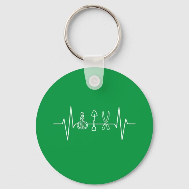 Gardener - Garden Tools Heartbeat Gardener Gift Keychain (Front)