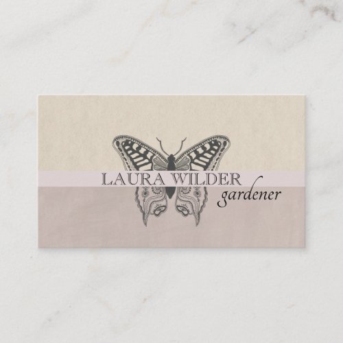 Gardener Gardening Butterfly Logo Business Card