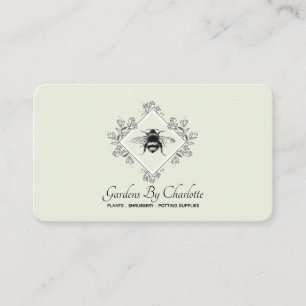 Gardener Gardening Honey Bee With Floral Logo Business Card