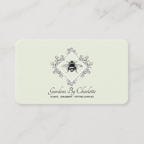 Gardener Gardening Honey Bee With Floral Logo Business Card