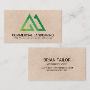 Gardener Green Stylized Mountains Logo Business Card
