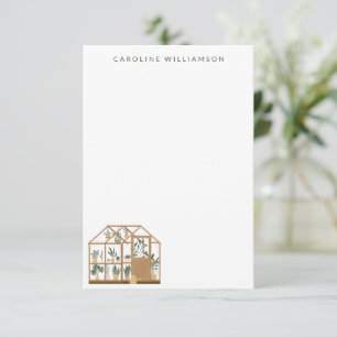 Gardener Greenhouse Illustration Personalized Name Note Card