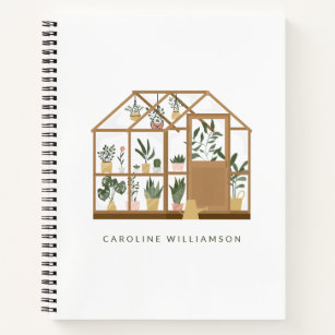 Gardener Greenhouse Illustration Personalized Name Notebook