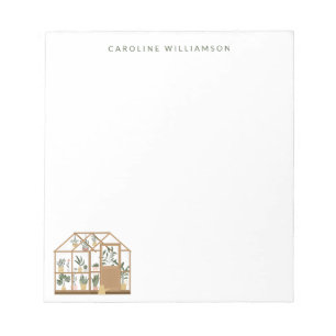 Gardener Greenhouse Illustration Personalized Name Notepad