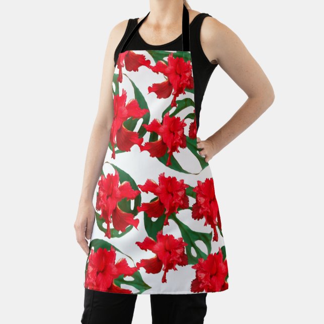 Gardener Hibiscus Monstera Pattern Apron (Insitu)