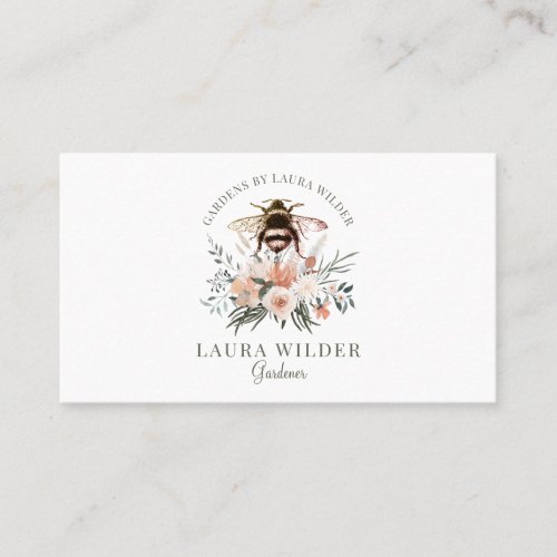 Gardener Honey Bee Blush Peach Pink Floral  Busine Business Card