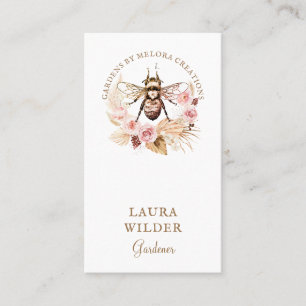 Gardener Honey Bee Blush Pink Cream Floral  Business Card