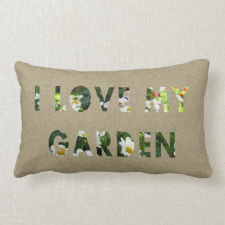Gardener I Love My Garden Floral Text Lumbar Pillow