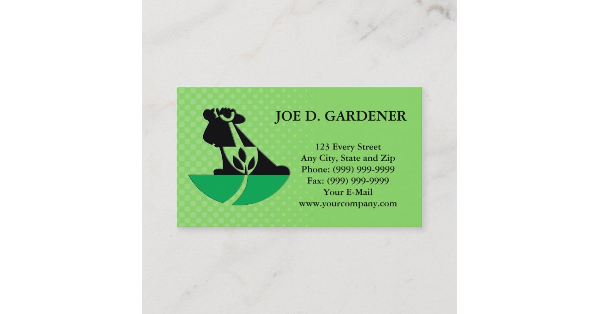 Gardener Landscaper With Shovel Digging Plant Business Card | Zazzle