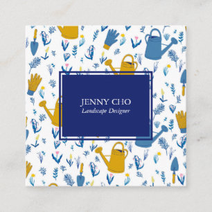 Gardener Landscaping Gardening Modern Cool Square Business Card