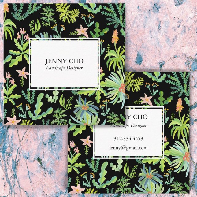 Gardener Landscaping Gardening Plants Modern Cool Square Business Card (Creator Uploaded)