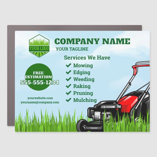 Gardener Lawn Care and Maintenance Car Magnet (Front)