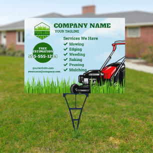 Gardener Lawn Care and Maintenance Yard Sign