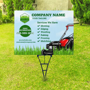 Gardener Lawn Care and Maintenance Yard Sign