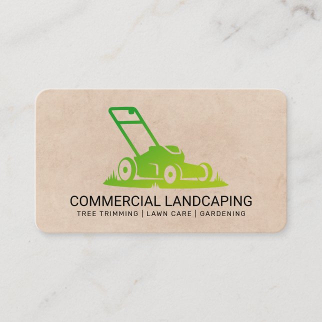 Gardener | Lawn Mower Cutting Grass Business Card (Front)