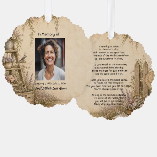 Gardener Memorial Prayer Card Photo Keepsake