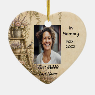 Gardener Memorial Prayer Card Photo Keepsake Ceramic Ornament