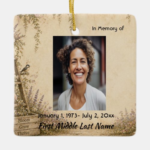 Gardener Memorial Prayer Card Photo Keepsake Ceramic Ornament