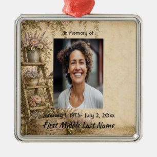Gardener Memorial Prayer Card Photo Keepsake Metal Ornament