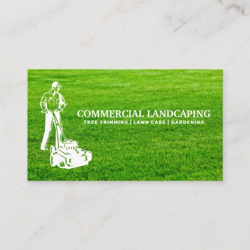 Gardener Mowing Lawn  Cut Grass Business Card