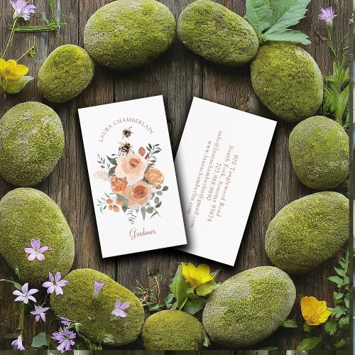 Gardener Peach Green Floral Business Card