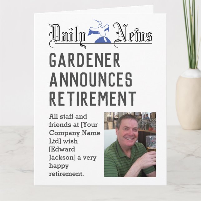 Gardener Retirement Card to Personalise (Front)