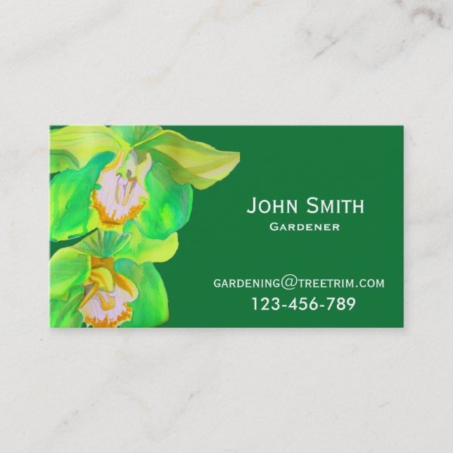 Gardener service modern design with orchid business card (Front)
