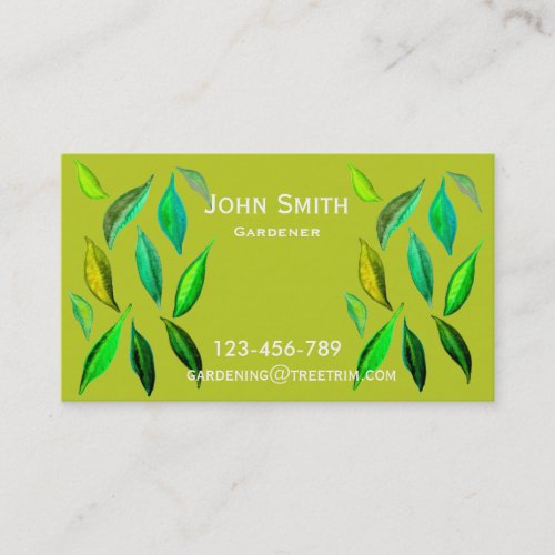 Gardener service modern leaf design business card