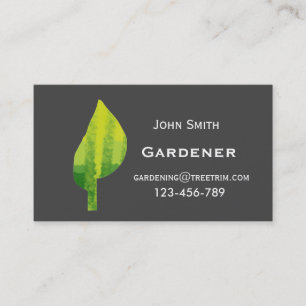 Gardener service modern leaf design business card