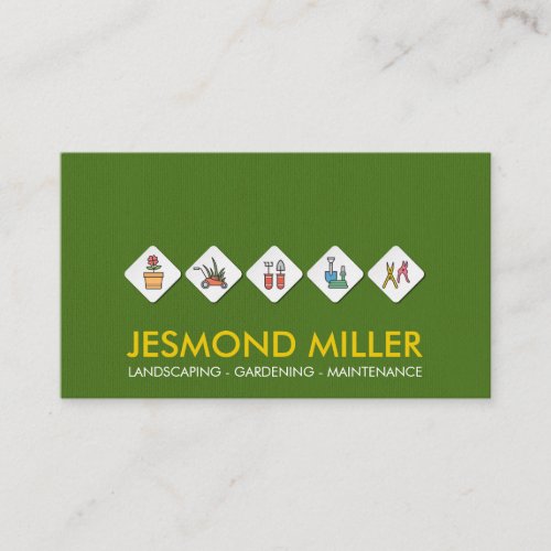 Gardener services colorful icons _ cool modern business card