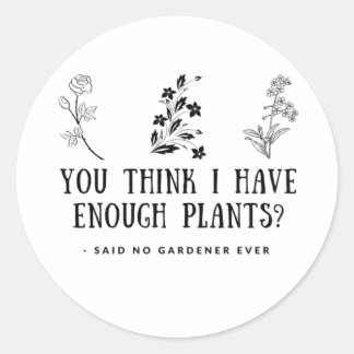 Gardener Sticker, Gardening, Plant Lover Classic Round Sticker