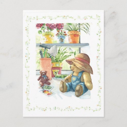 Gardener Teddy Bear Postcard