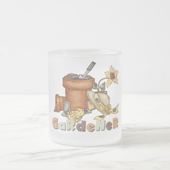 Gardener Tshirts and Gifts Frosted Glass Coffee Mug (Center)