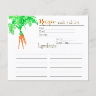 Gardener's Carrot Recipe Card