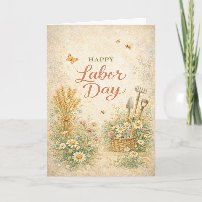 Gardeners Floral Tools Happy Labor Day Card (Front)