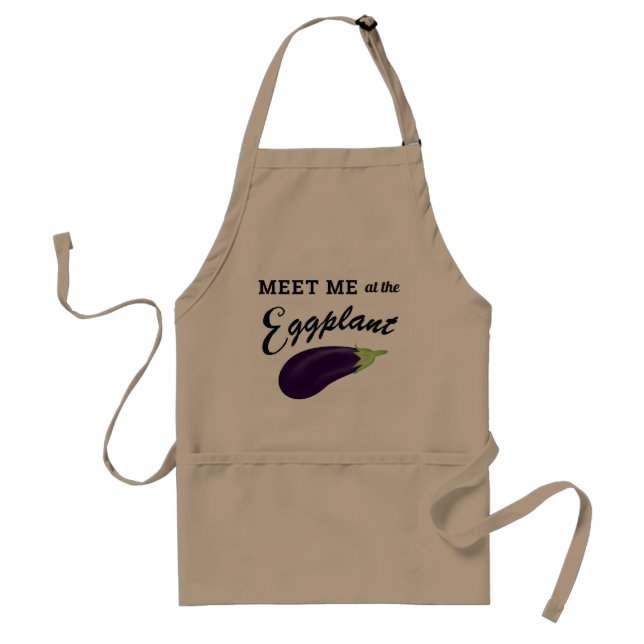 Gardeners Gardening Cute Purple Eggplant Tool Adult Apron (Front)