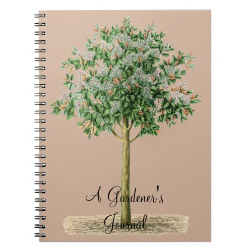 Gardeners Journal with beautiful tree art custom