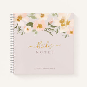Gardenia Blush Watercolor Abstract Floral Brides Notebook
