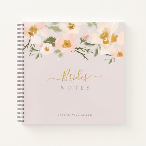 Gardenia Blush Watercolor Abstract Floral Brides Notebook