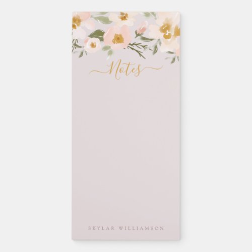 Gardenia Blush Watercolor Abstract Floral Notes Magnetic Notepad