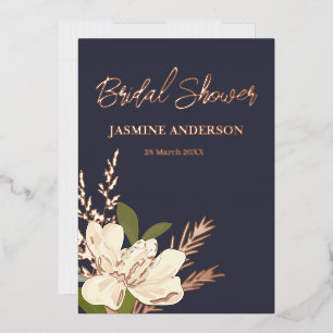 Gardenia Floral Bouquet Garden Bridal Shower  Foil Invitation