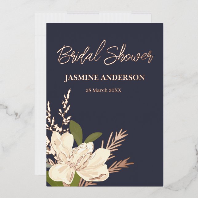 Gardenia Floral Bouquet Garden Bridal Shower  Foil Invitation (Envelope)