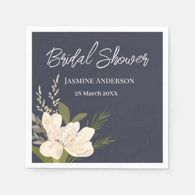 Gardenia Floral Bouquet Garden Bridal Shower Napkins (Front)