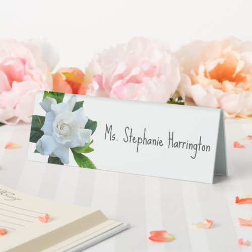 Gardenia Flower Plastic Wedding Place Cards Table Tent Sign