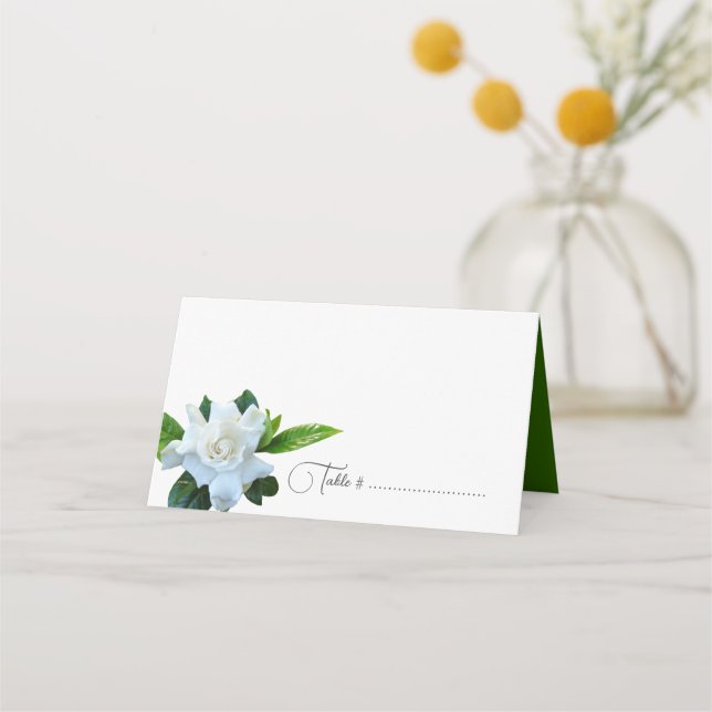 Gardenia Flower Wedding Escort or Place Cards (Front)