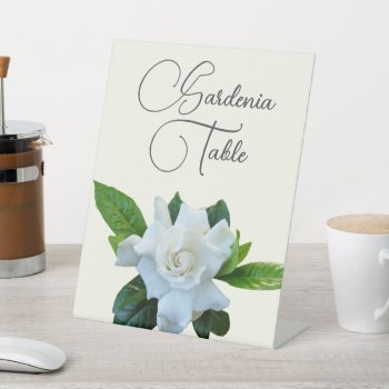Gardenia Flower Wedding Table Name Or Number Pedes Pedestal Sign by sandpiperWedding at Zazzle